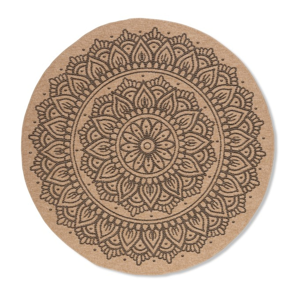 Avanos Indoor Outdoor Round Rug Black Pattern - Ella and Ross Furniture