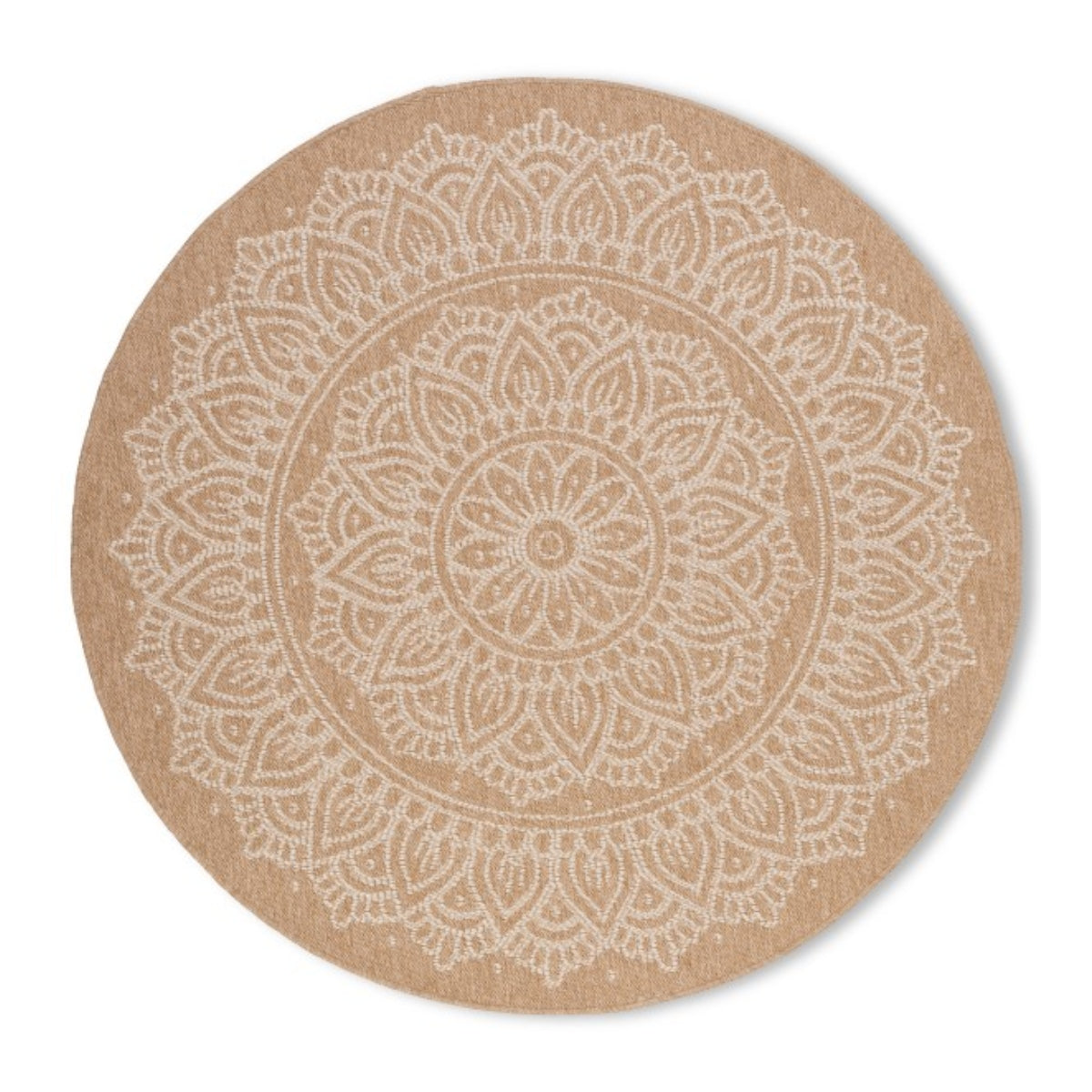 Avanos Indoor Outdoor Round Rug White Pattern - Ella and Ross Furniture