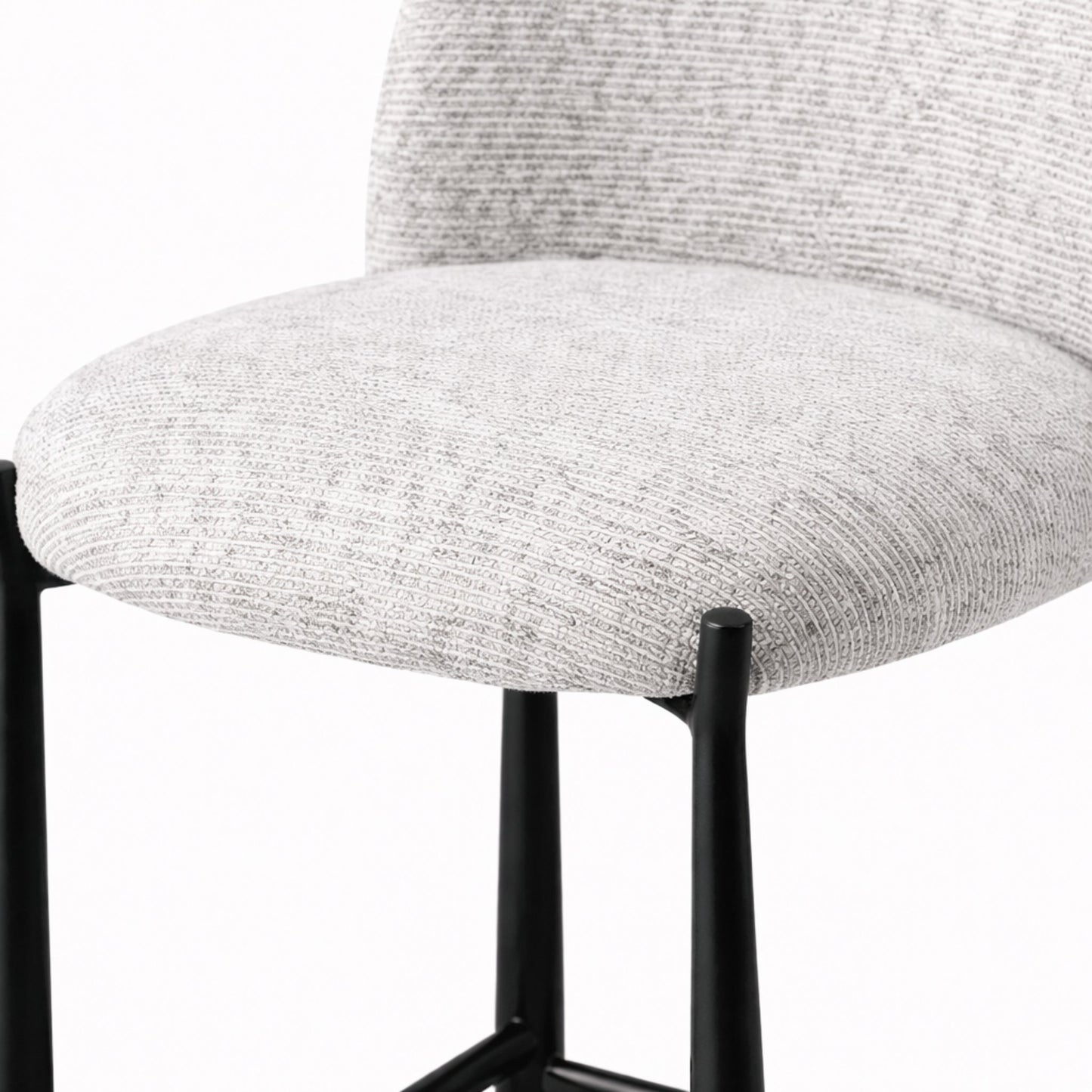Detail of Ava counter chair black metal legs and footrest with durable modern construction