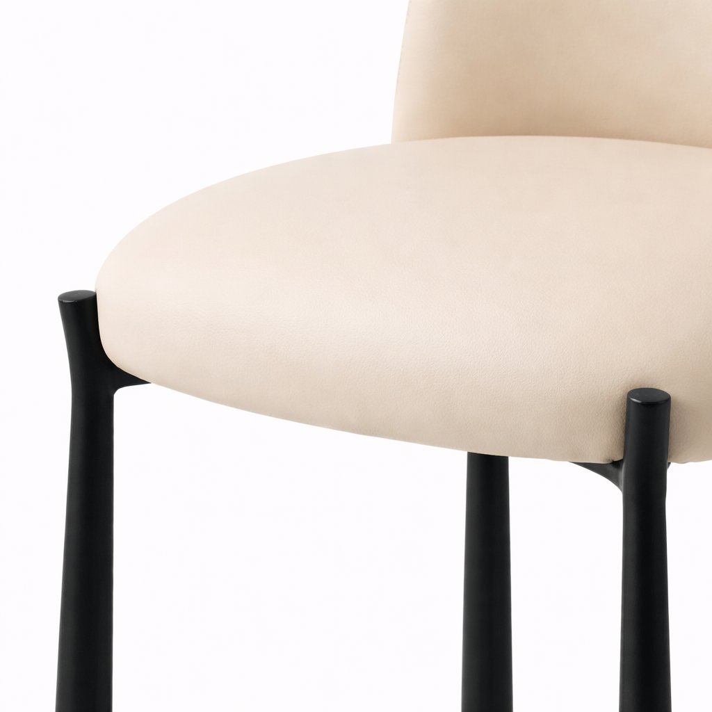 Close-up of Ava counter chair seat highlighting taupe upholstery and cushioned comfort