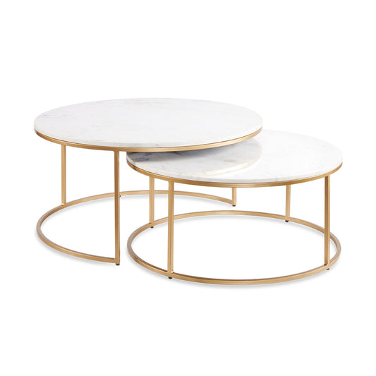 Celine Marble Nesting Coffee Table - Brushed Gold - Ella and Ross Furniture