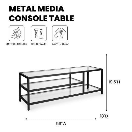 Murray Black Metal Media Console - 59" - Ella and Ross Furniture