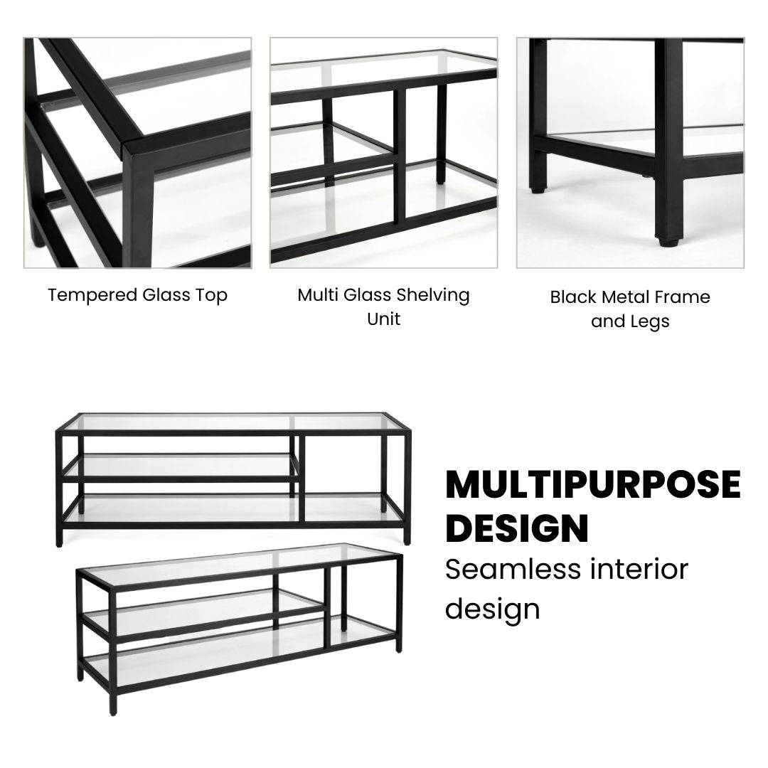 Murray Black Metal Media Console - 59" - Ella and Ross Furniture