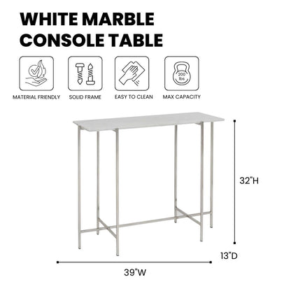 Tilly White Marble Console Table - Silver - Ella and Ross Furniture
