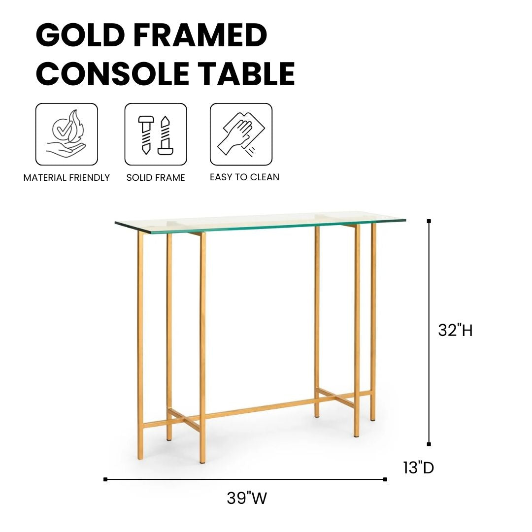 Tilly Glass Console Table - Gold - Ella and Ross Furniture