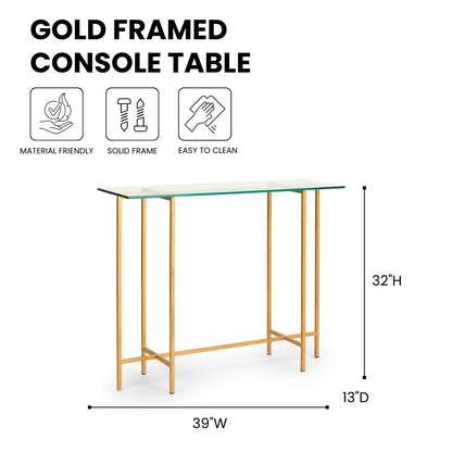 Tilly Glass Console Table - Gold - Ella and Ross Furniture