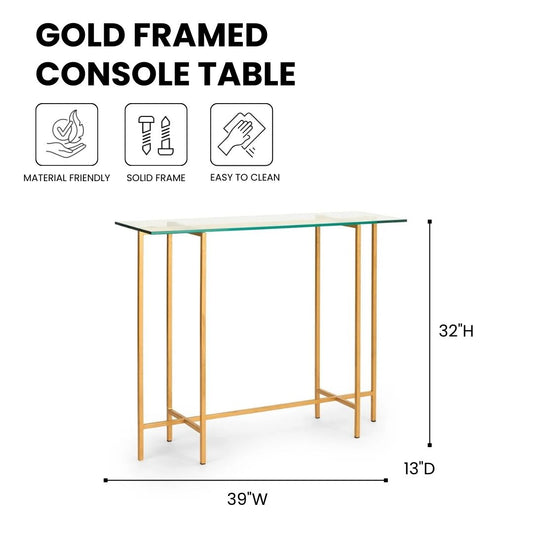 Tilly Glass Console Table - Gold - Ella and Ross Furniture