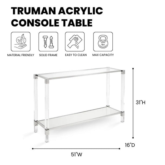 Truman Acrylic Console Table - Silver - Ella and Ross Furniture