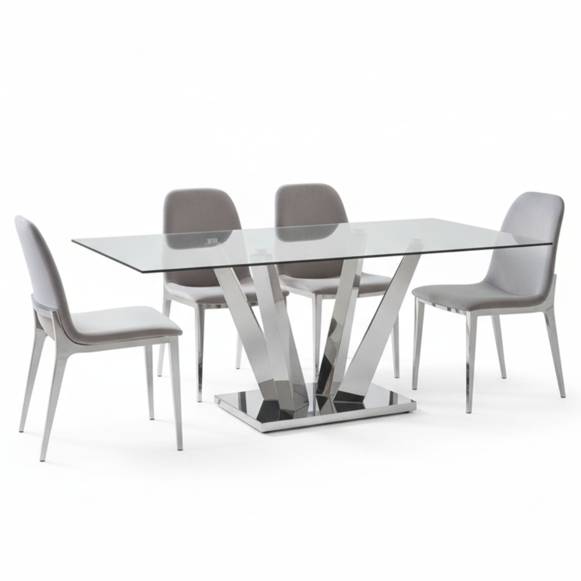 Yvon 5pc Glass Top Dining Table Set - Ella and Ross Furniture