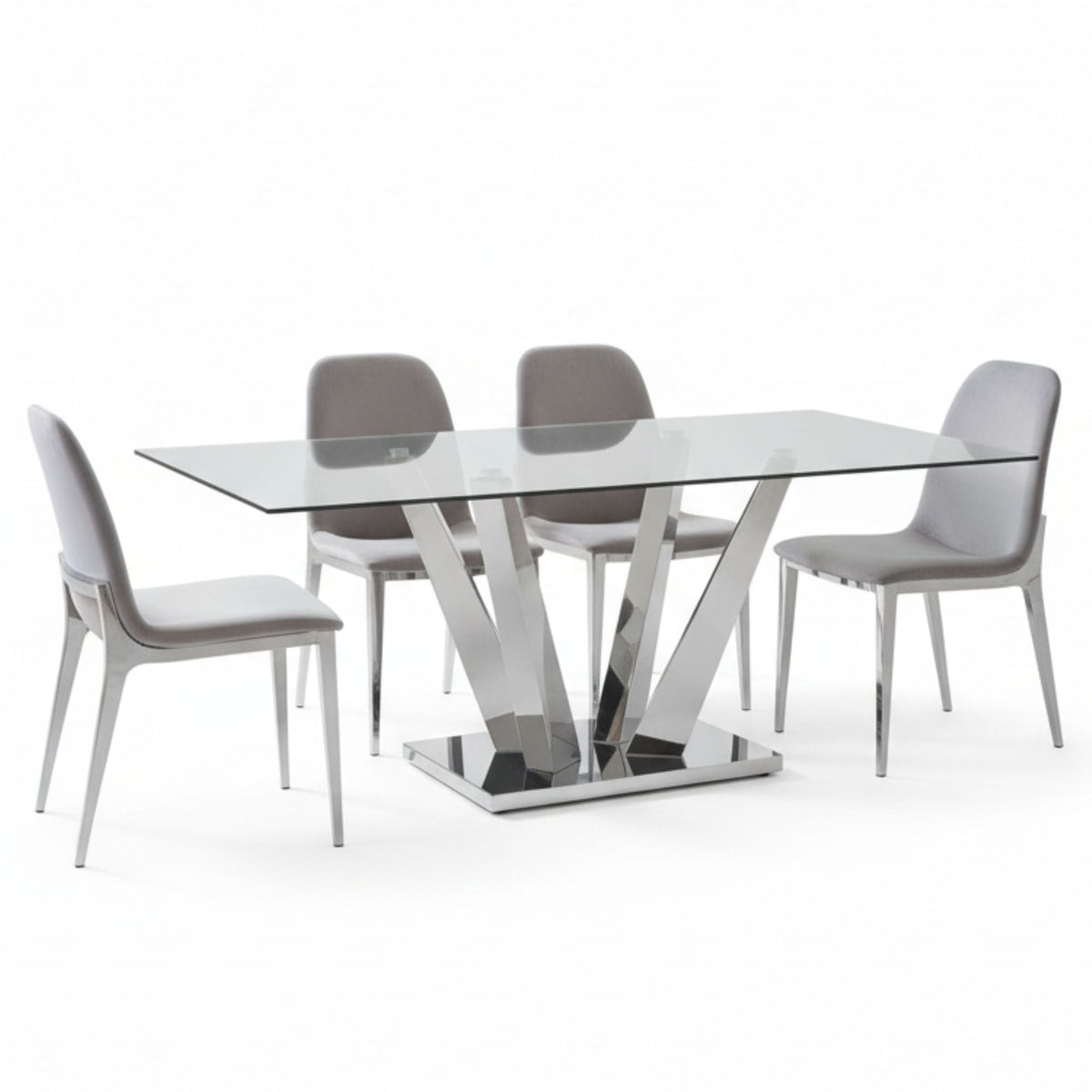Yvon 5pc Glass Top Dining Table Set - Ella and Ross Furniture