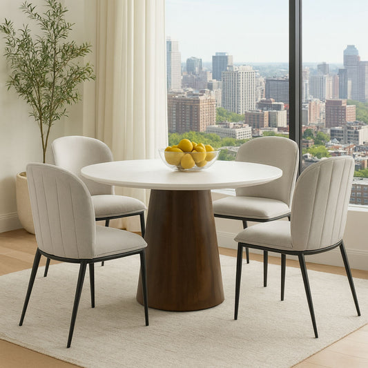Ryder 5pc Natural Marble Top Dining Table Set - Ella and Ross Furniture