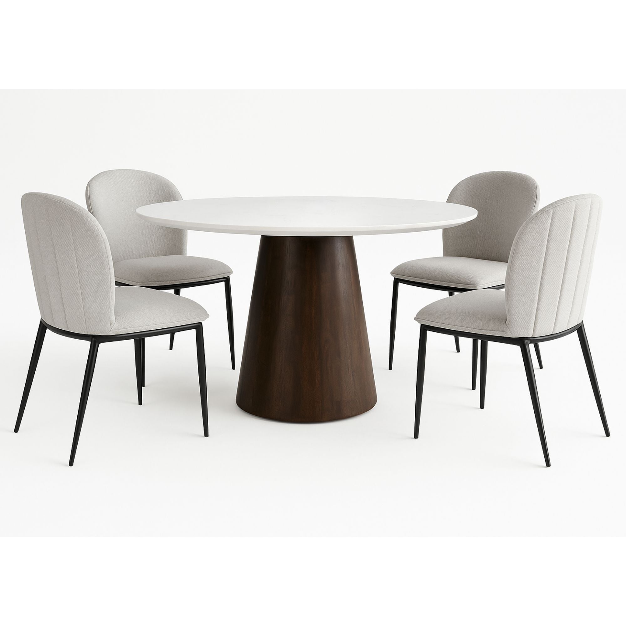 Ryder 5pc Natural Marble Top Dining Table Set - Ella and Ross Furniture
