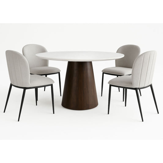 Ryder 5pc Natural Marble Top Dining Table Set - Ella and Ross Furniture