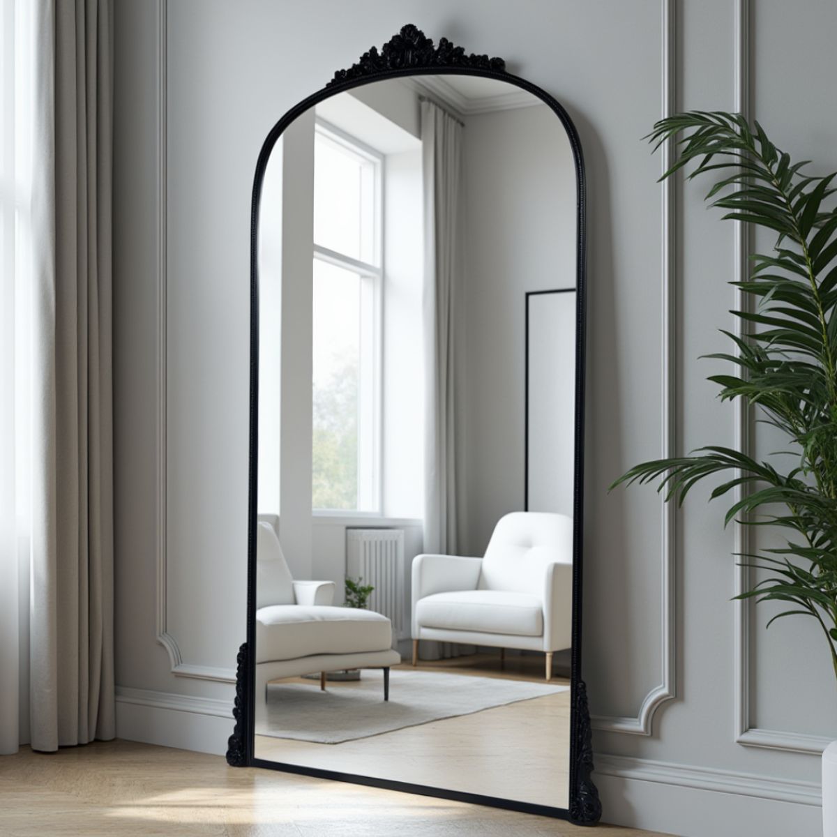 Eloise Luxury Floor Mirror: Black Frame - Ella and Ross Furniture