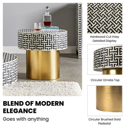 Minnow Bone Inlay End Table - Ella and Ross Furniture