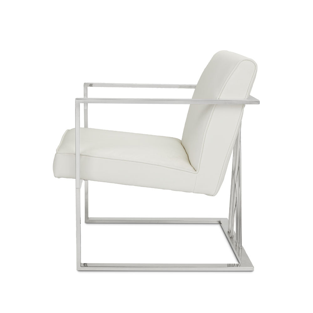 Fenton Accent Chair White Leatherette - Ella and Ross Furniture