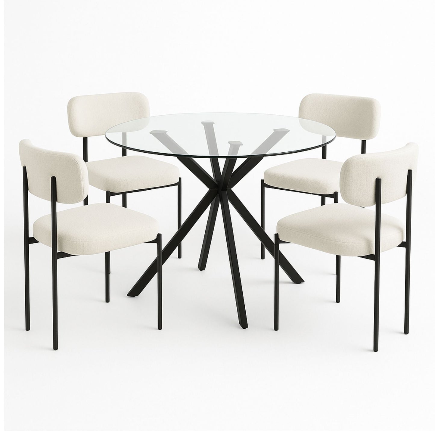 Ivanna 5PC Dining Table Set in Black / Cream.