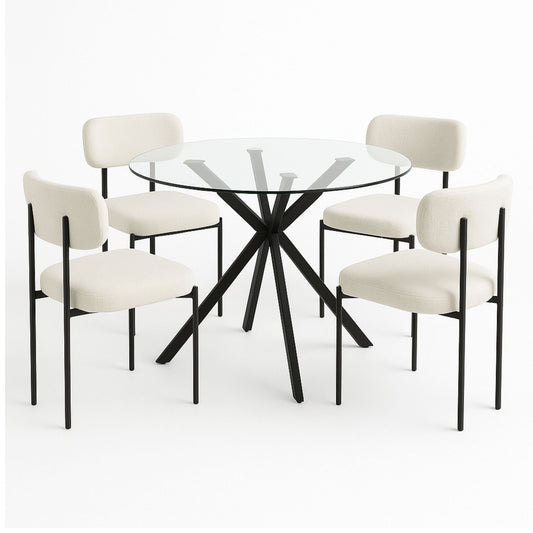 Ivanna 5PC Dining Table Set in Black / Cream.