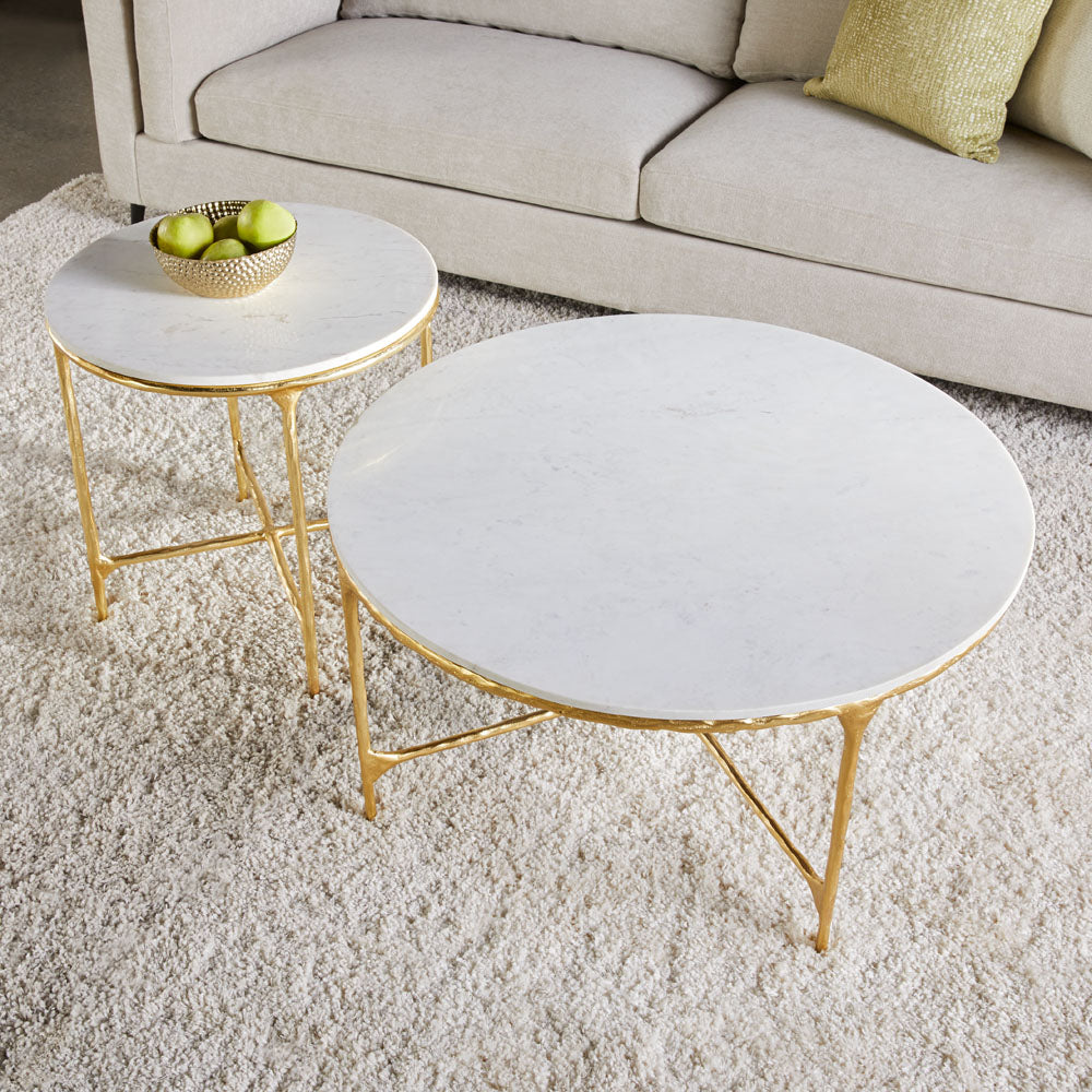 Kali Marble End Table - Gold - Ella and Ross Furniture