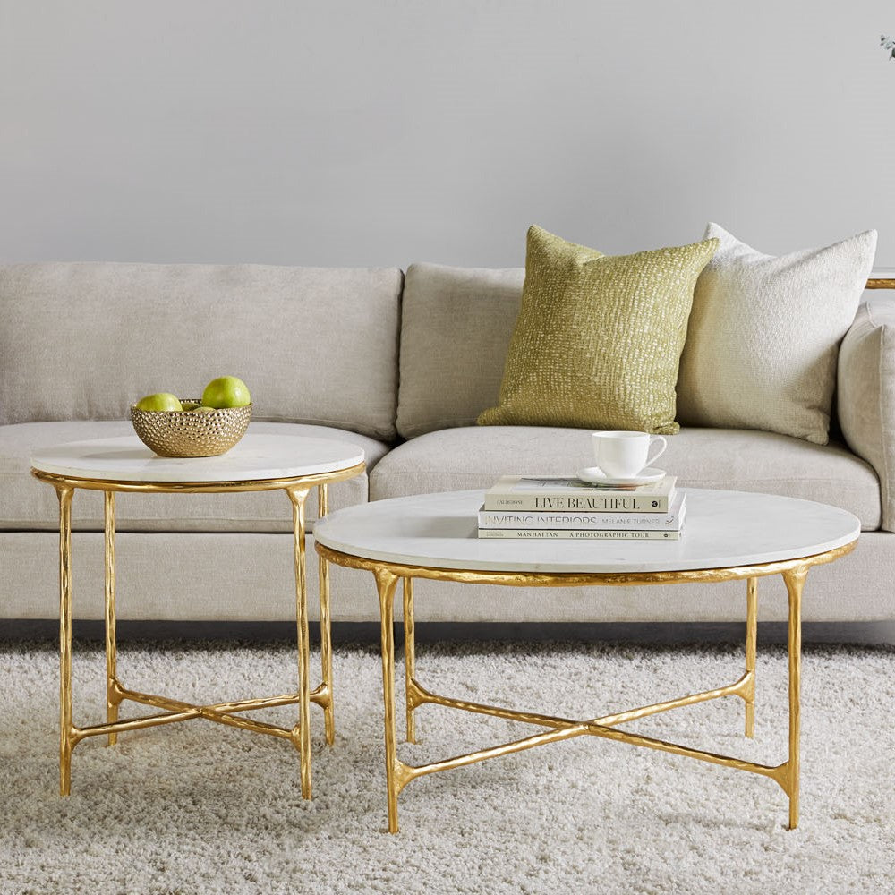 Kali Marble End Table - Gold - Ella and Ross Furniture