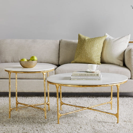 Kali Marble End Table - Gold - Ella and Ross Furniture