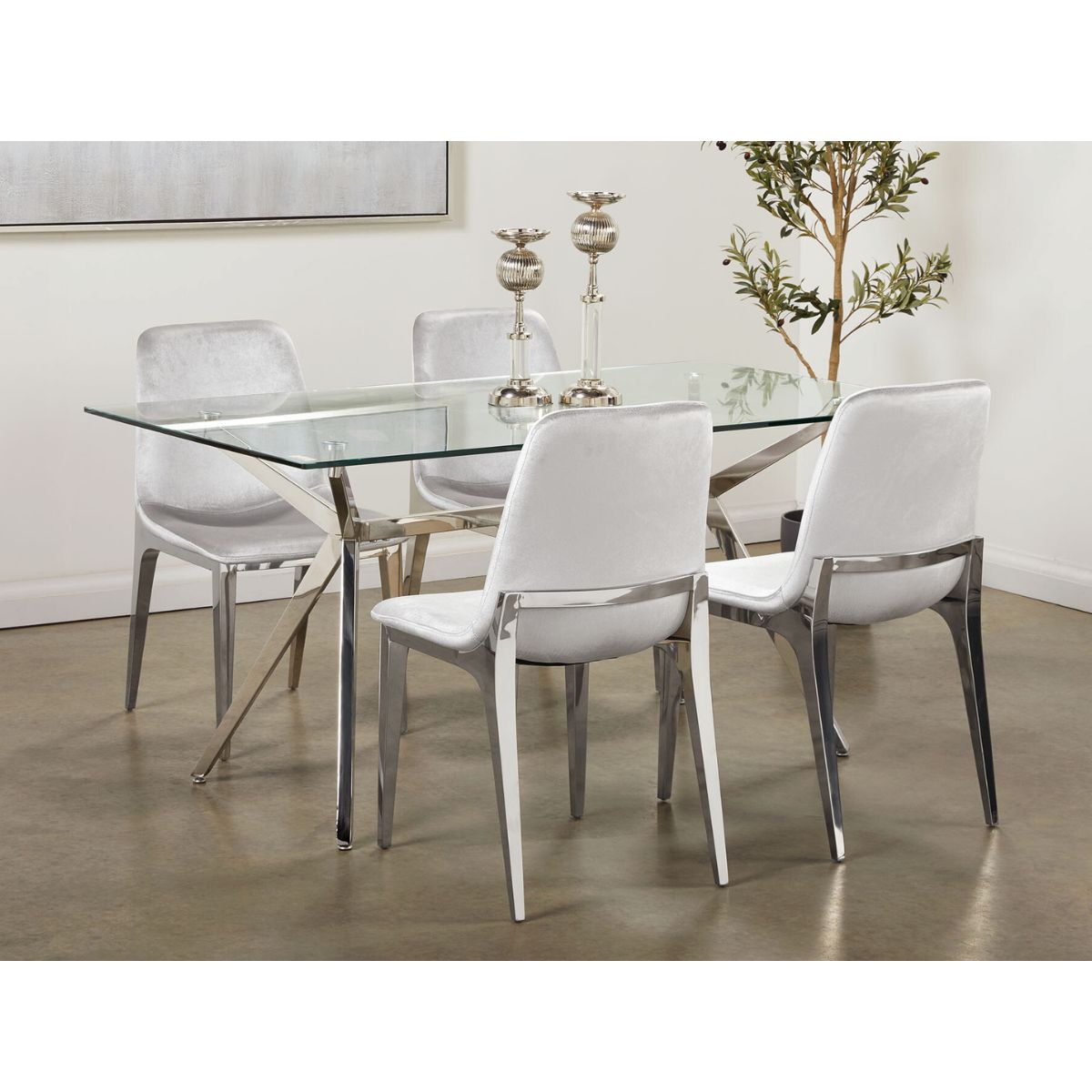 5 Pc Lilian Glass Dining Set - Ella and Ross Furniture