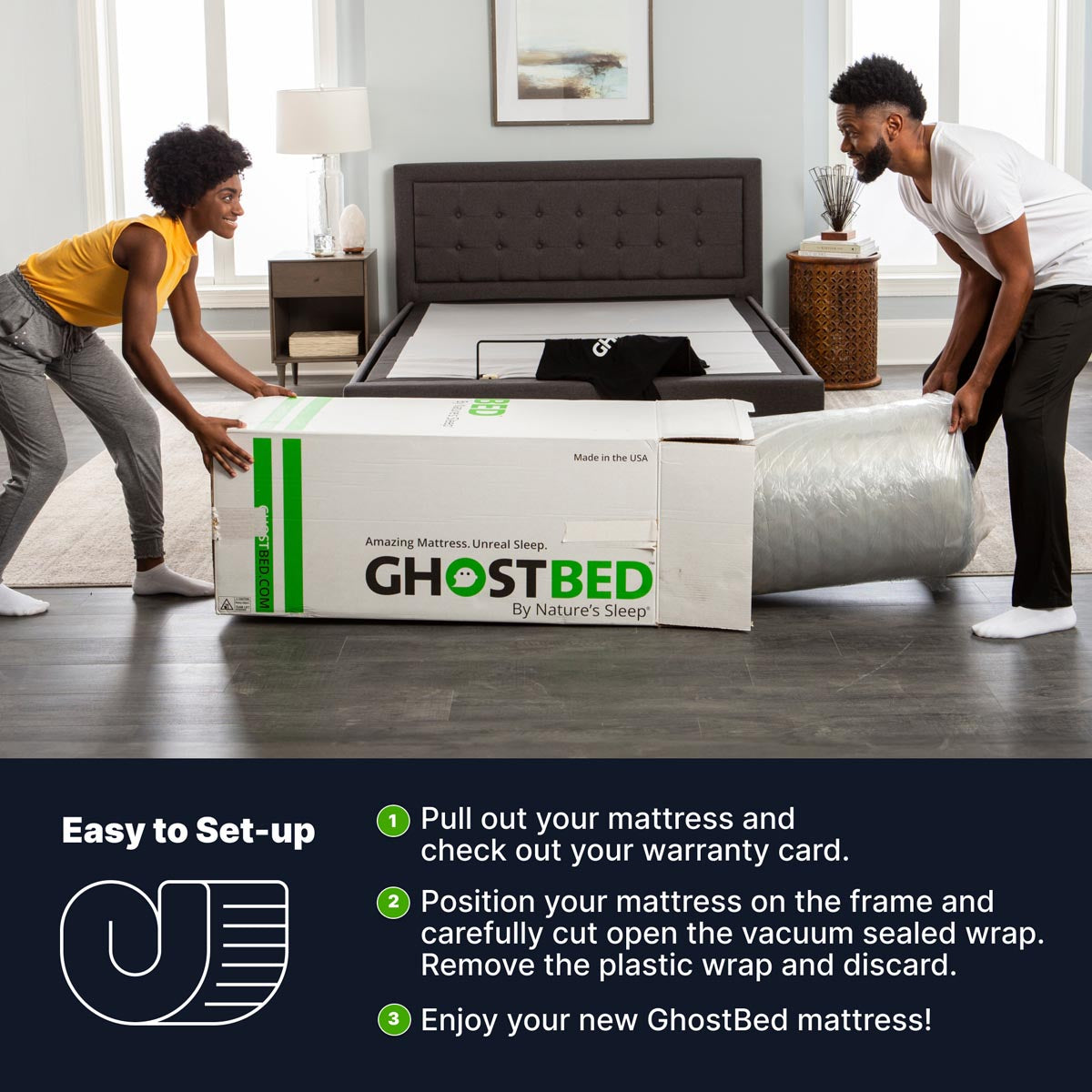 GhostBed 12" Massage Foam Mattress - Ella and Ross Furniture