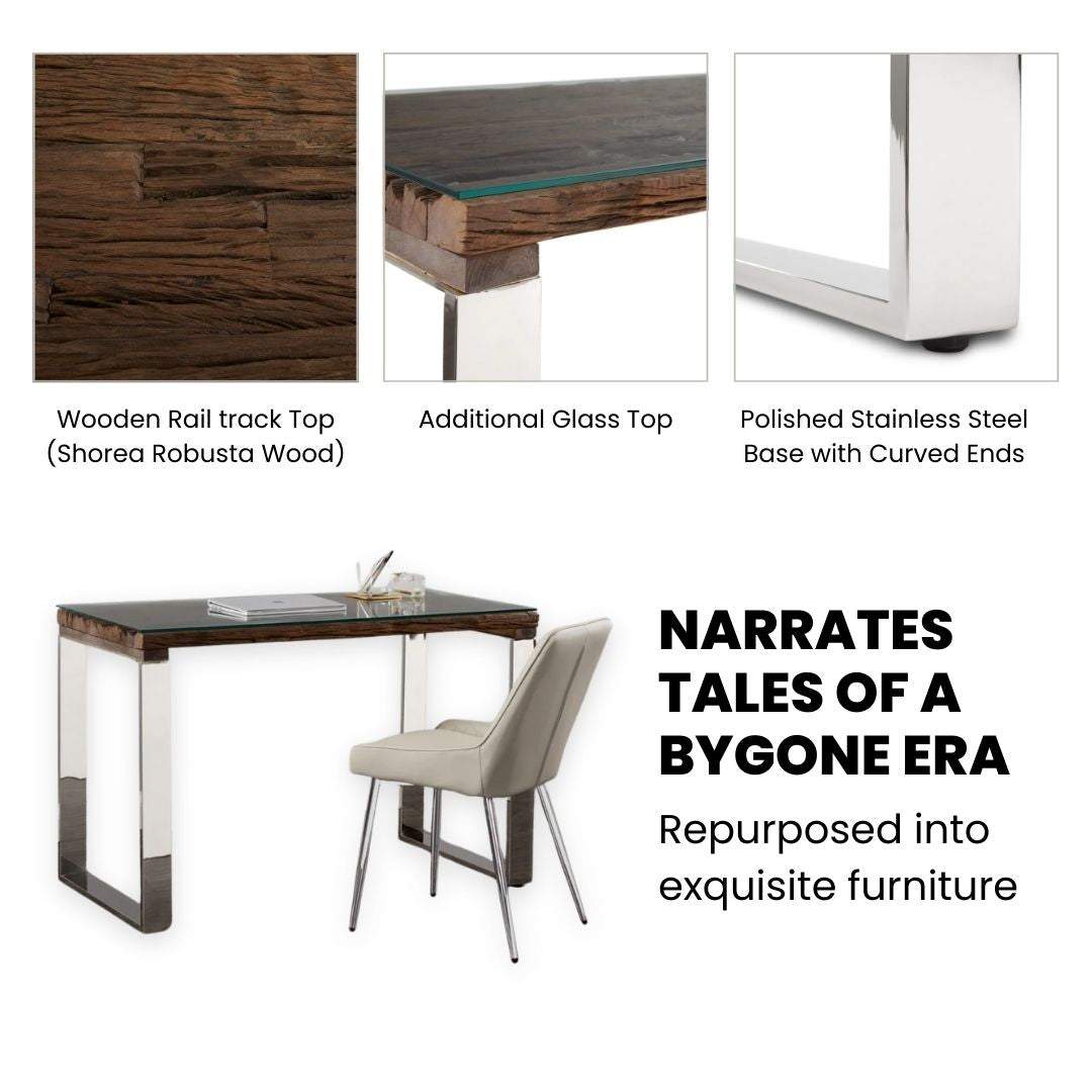 Pheobe Desk Wood Glass Top - Ella and Ross Furniture