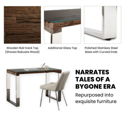 Pheobe Desk Wood Glass Top - Ella and Ross Furniture