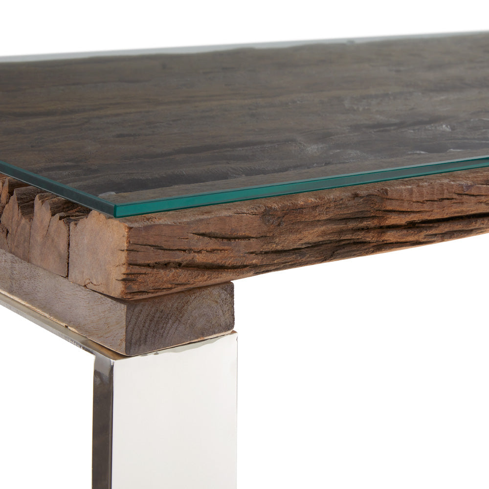 Pheobe Desk Wood Glass Top - Ella and Ross Furniture