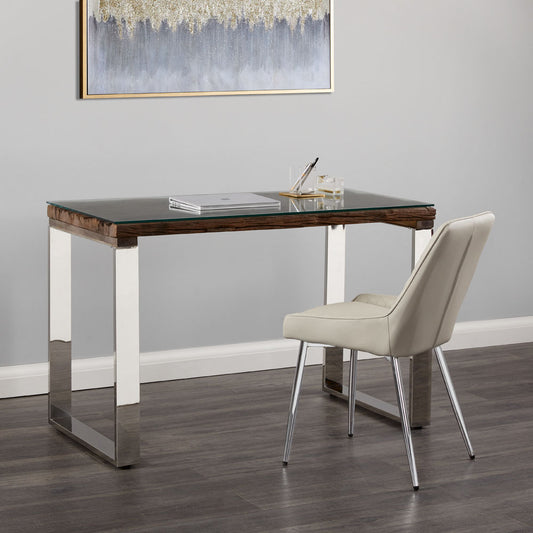 Pheobe Desk Wood Glass Top - Ella and Ross Furniture