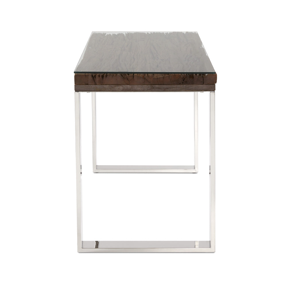 Pheobe Desk Wood Glass Top - Ella and Ross Furniture