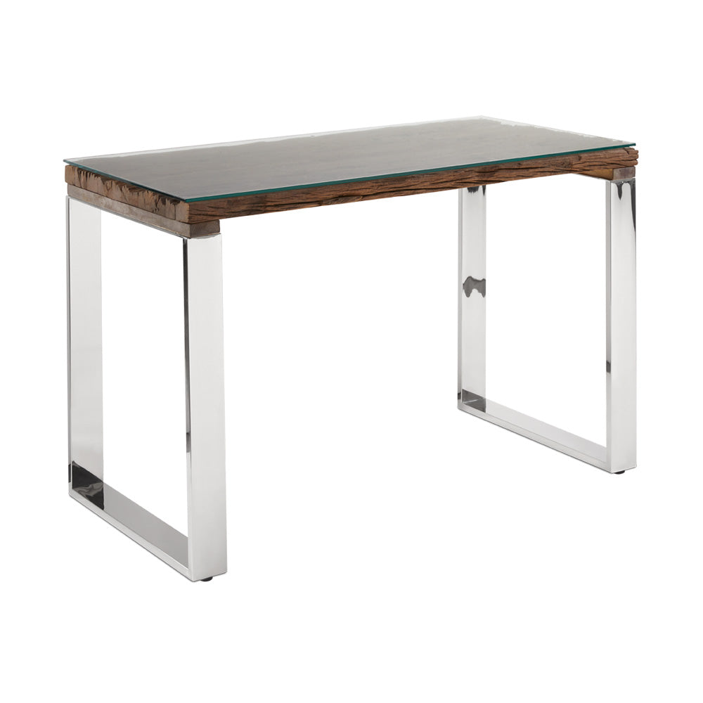 Pheobe Desk Wood Glass Top - Ella and Ross Furniture