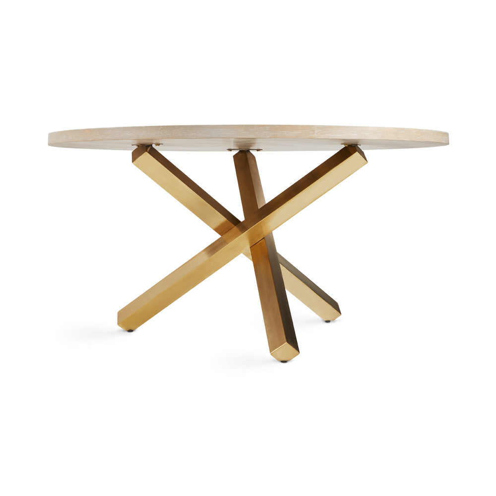 Raleigh Dining Table Oak Veneer Top Brushed Gold Legs - Ella and Ross Furniture