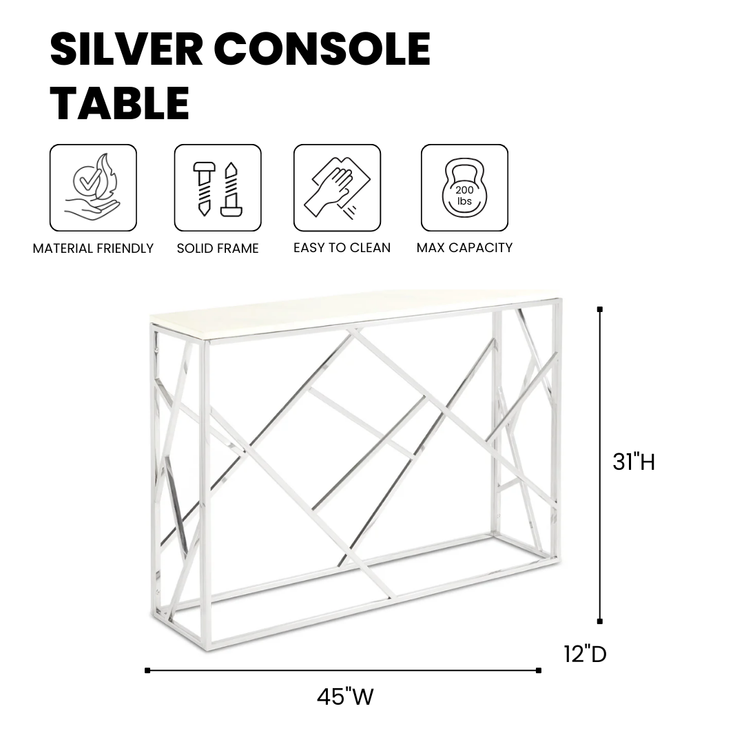 Cyprus Faux Marble Console Table - Silver - Ella and Ross Furniture