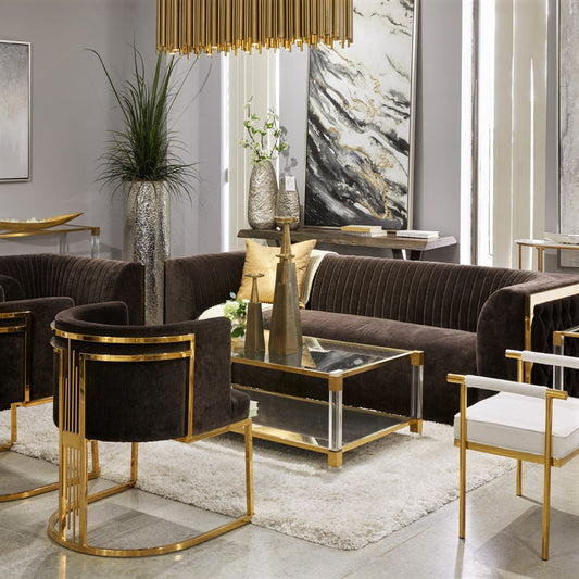 Truman Acrylic Coffee Table - Brushed Gold - Ella and Ross Furniture