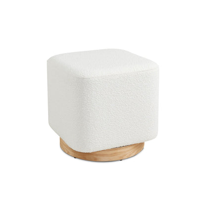 Junia Swivel Ottoman Ivory Boucle - Ella and Ross Furniture