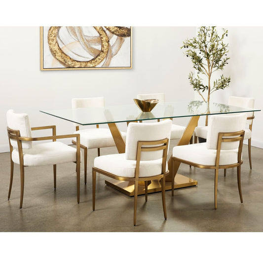 7 Pc Yvon Glass Dining Set in Ivory - Ella and Ross Furniture