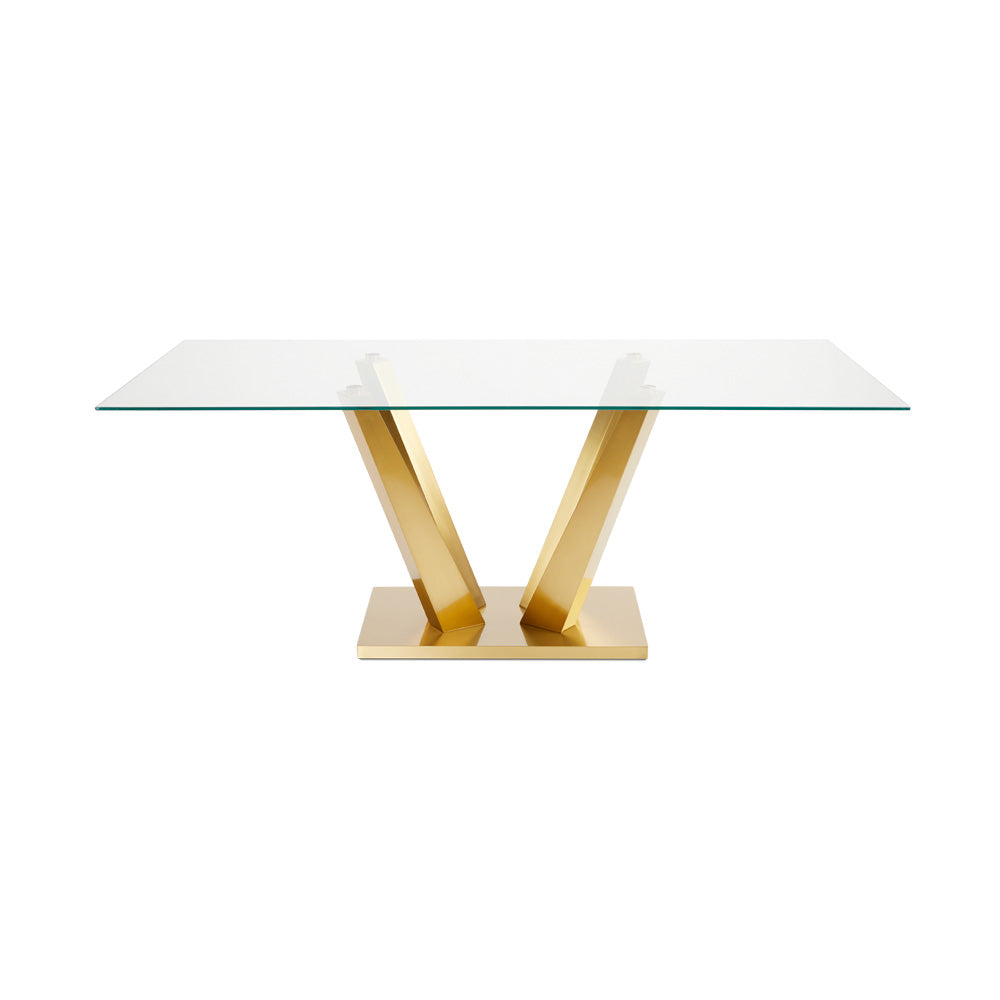 Yvon Glass Dining Table - 79"  Gold - Ella and Ross Furniture