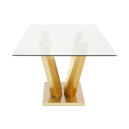 Yvon Glass Dining Table - 79"  Gold - Ella and Ross Furniture