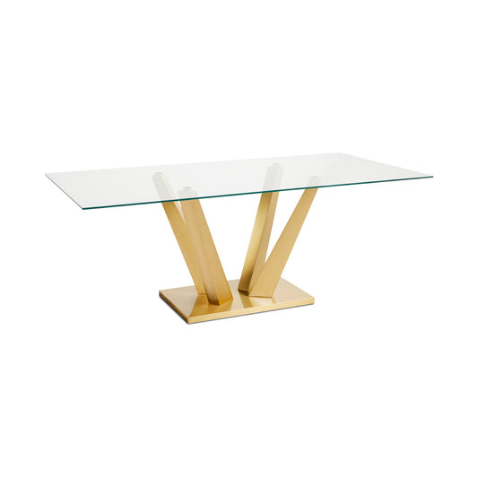 Yvon Glass Dining Table - 79"  Gold - Ella and Ross Furniture