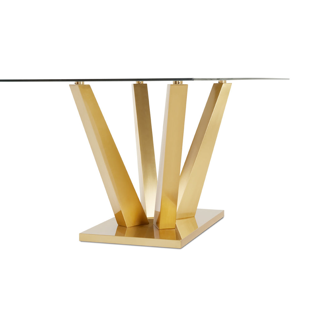 Yvon Glass Dining Table - 79"  Gold - Ella and Ross Furniture