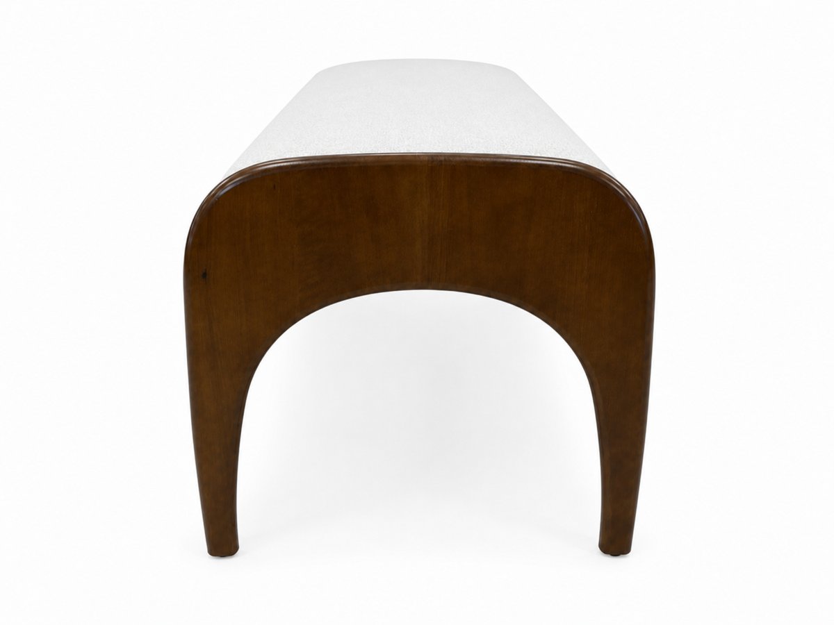 Damien bench wood leg detail with arched design