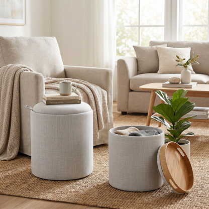 London Round Tray Ottoman (Set of 2) - Ella and Ross Furniture