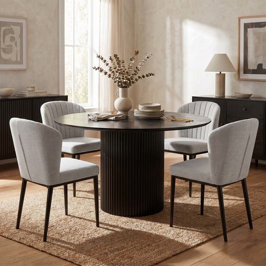 Harper Black + Conan Grey Linen Dining Set - Ella and Ross Furniture