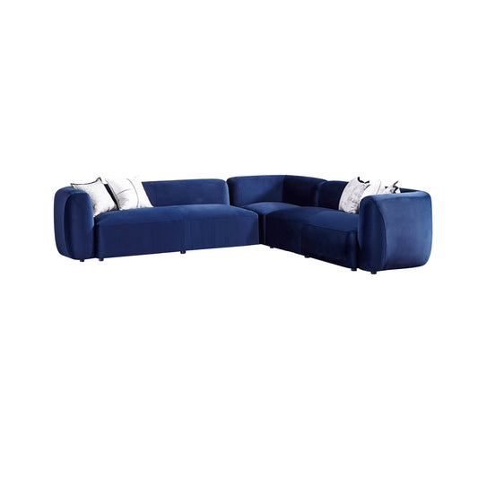 Dominica Blue Velvet Sectional Sofa