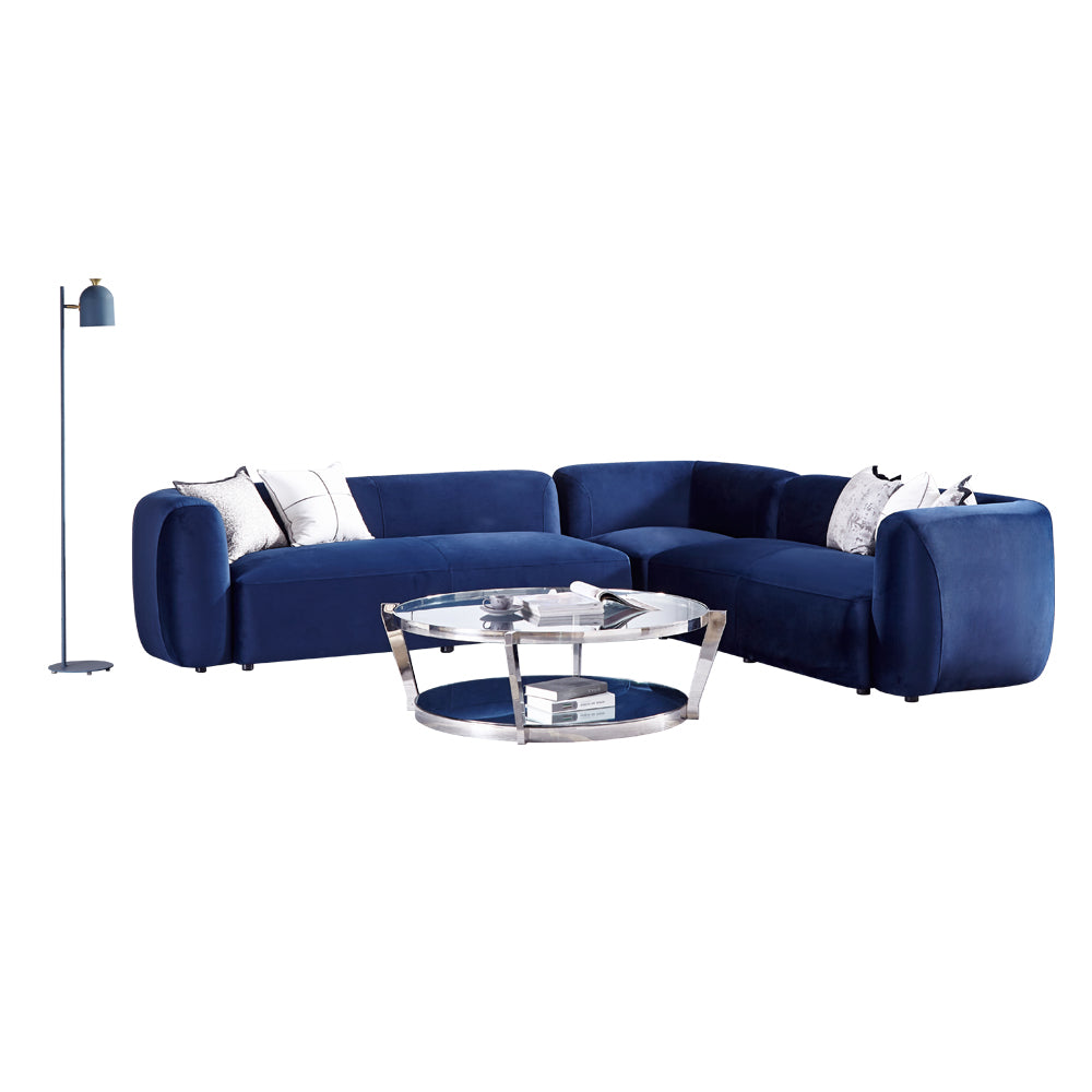 Dominica Blue Velvet Sectional Sofa