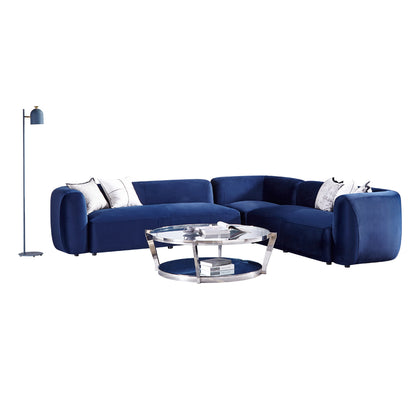 Dominica Blue Velvet Sectional Sofa