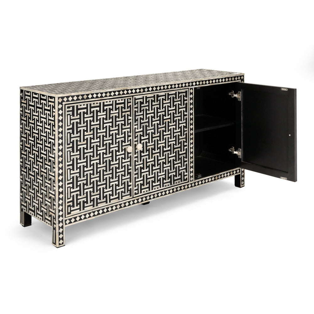 Minnow Bone Inlay Three-Drawer Sideboard - Ella and Ross Furniture