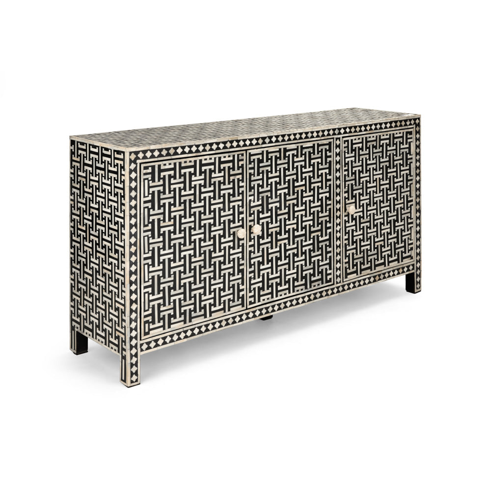 Minnow Bone Inlay Three-Drawer Sideboard - Ella and Ross Furniture